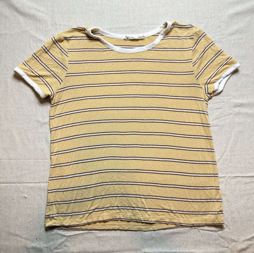 Pink Republic Yellow Striped Ringer Tank Top